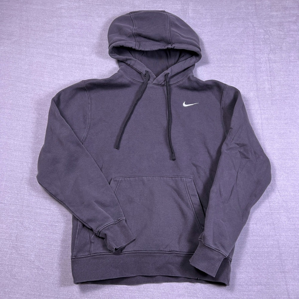 Nike Sportswear Pullover‎ Swoosh Logo Fleece Hoodie Mens Small Washed Black